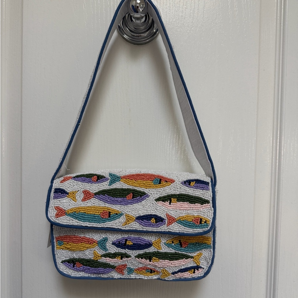 Beaded Fish Pattern Shoulder Bag - Multicolor